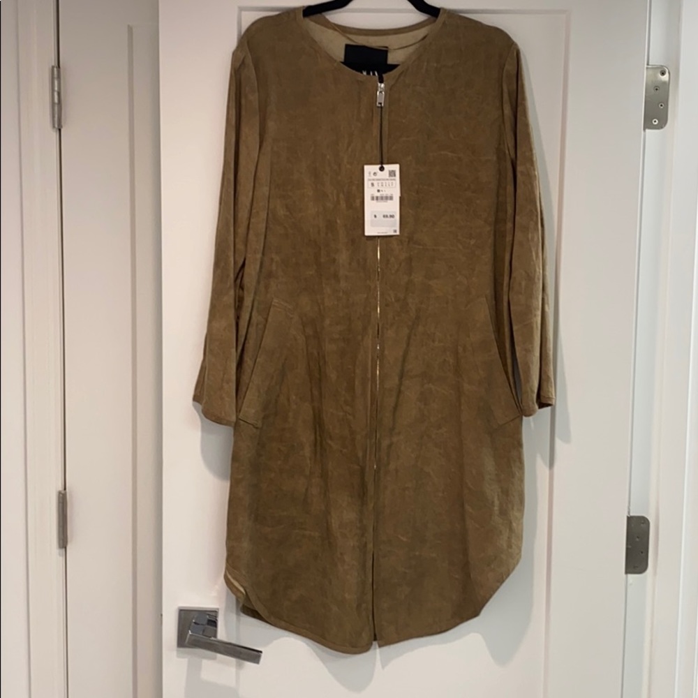 Long jacket with gold zipper